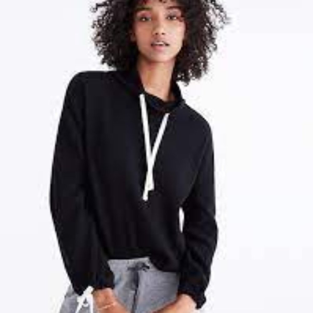 Mile(s) by Madewell Funnelneck Drawstring Ribbed Lightweight Sweatshirt